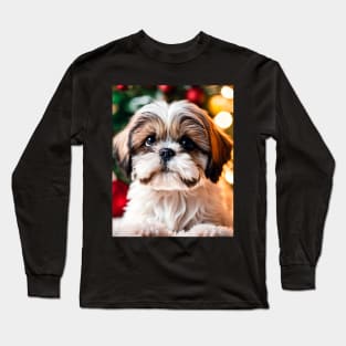 Cute Shih Tzu Christmas Puppy Long Sleeve T-Shirt